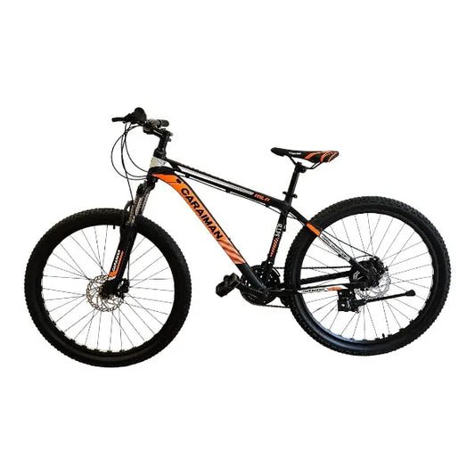 Bicicleta CARAIMAN, 24MLD, Negro-Naranja, 24 Pulgadas, Cuadro de Acero, Frenos de Disco, 21 Velocidades