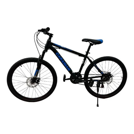 Bicicleta CARAIMAN, 24MTS, Negro-Azul, 24 Pulgadas, Cuadro de Acero, Frenos de Disco, 21 Velocidades 