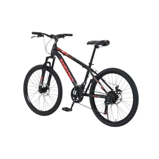 Bicicleta CARAIMAN, 24MTS, Negro-Rojo, 24 Pulgadas, Cuadro de Acero, Frenos de Disco, 21 Velocidades