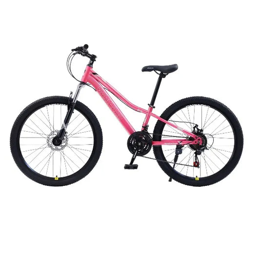 Bicicleta CARAIMAN, 24XJL, Rosa, 24 Pulgadas, Cuadro de Acero, Frenos de Disco, 21 Velocidades 