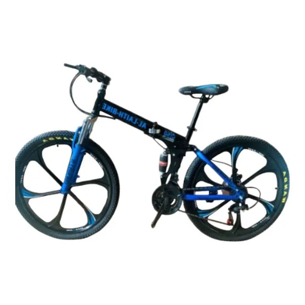 CARAIMAN 26ZD Bicycle, Folding, Blue, 26 inch, 6-Spoke Alloy Wheels, Disc Brake