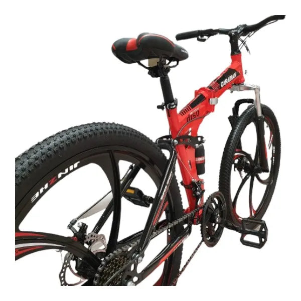 CARAIMAN 26ZD Bicycle, Folding, Red, 26 inch, Alloy Wheels in 6 Spokes, Disc Brake