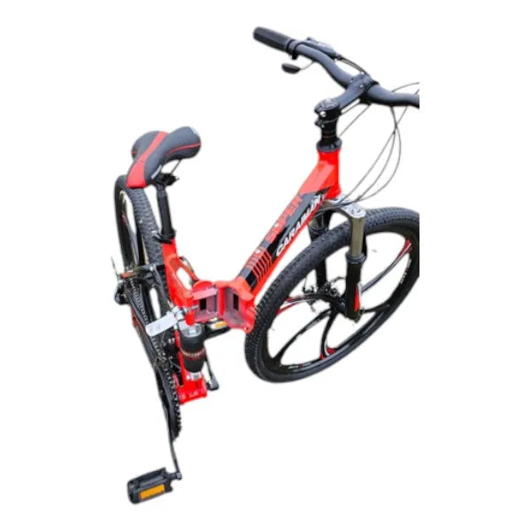 CARAIMAN 26ZD Bicycle, Folding, Red, 26 inch, Alloy Wheels in 6 Spokes, Disc Brake