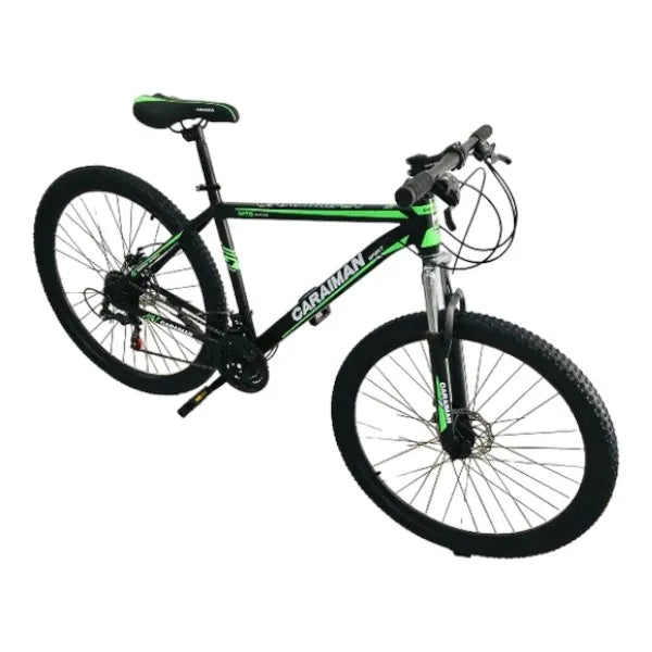 Bicicleta CARAIMAN 27.5MLD, Negro-Verde, 27,5 Pulgada, con Freno de Disco, 21 Velocidades, Cuadro de Acero