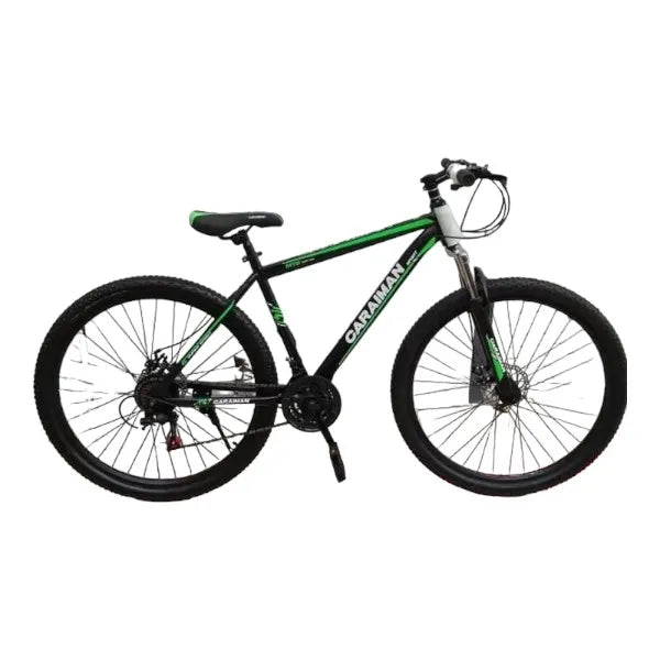 Bicicleta CARAIMAN 27.5MLD, Negro-Verde, 27,5 Pulgada, con Freno de Disco, 21 Velocidades, Cuadro de Acero