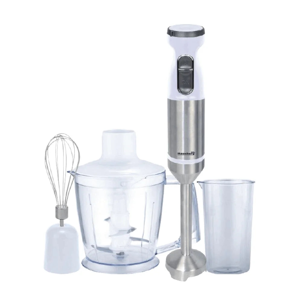 Batidora de Mano Vertical Profesional, Hausberg HB-7700, 4 en 1, Vaso 1000ml, Cable, Picadora, Potencia 1000 W