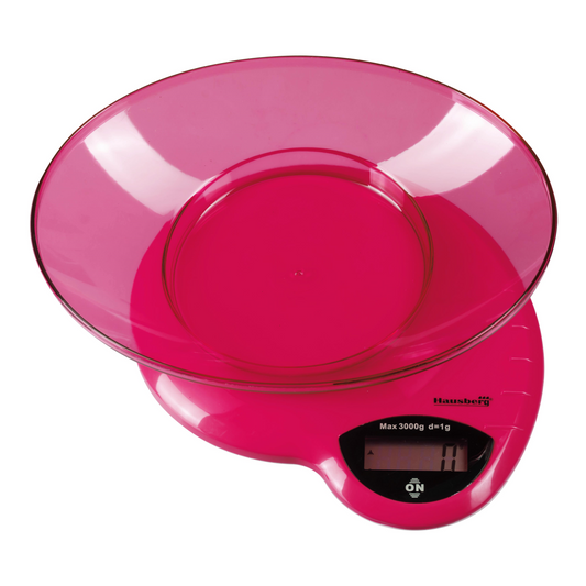 Küchenwaage Hausberg HB-6015RZ, 3 kg, mit Kunststoffschüssel, Pink