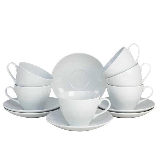 Set of 6 cups and saucers Italian Design Alba 350 ml, Porcelain