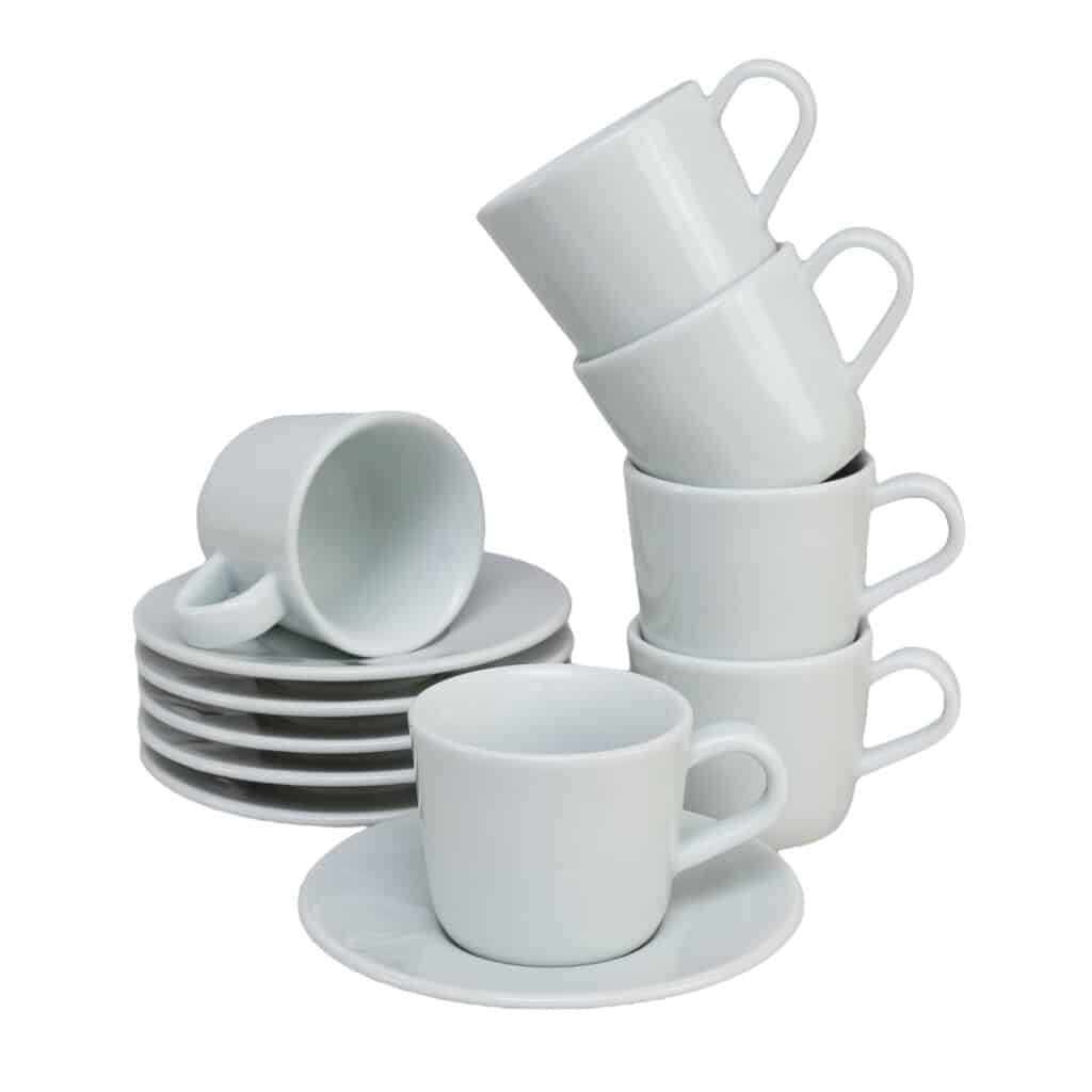 Set 6 tazzine caffè con piattino Italian Design Bianco, 90 ml, Porcellana