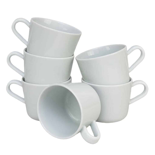 Juego de 6 tazas blancas de diseño italiano, 230 ml, Porcelana