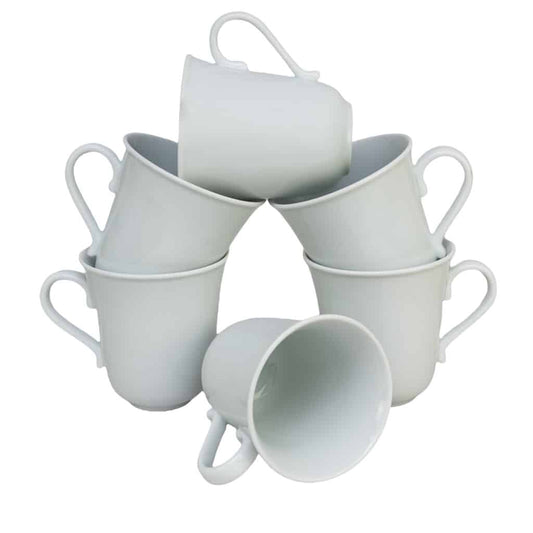 Juego de 6 tazas de porcelana blanca diseño italiano 330 ml