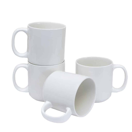 Juego de 4 tazas de porcelana blanca diseño italiano 350 ml