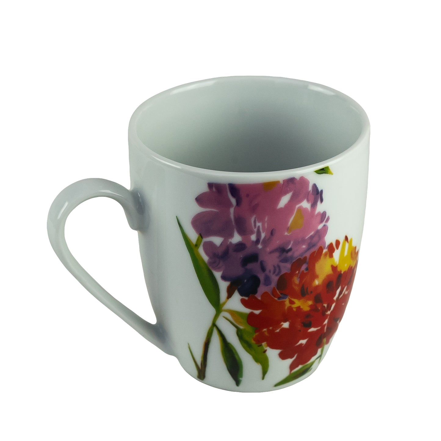 Juego de 6 tazas de porcelana con flores rojas y moradas de Cesiro