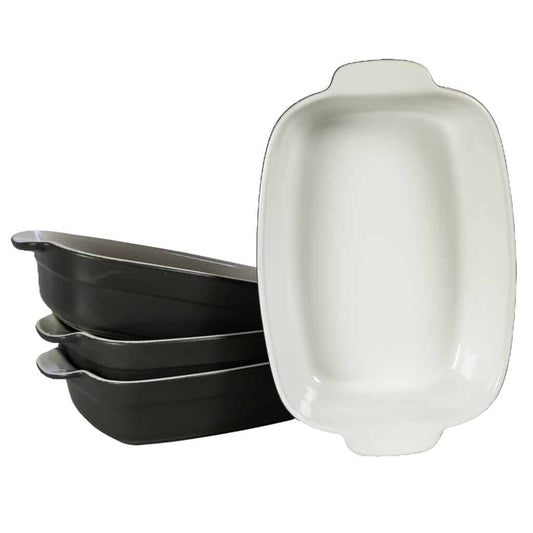 Set di 4 piatti thermos Nero Bianco, 26x20x7 cm