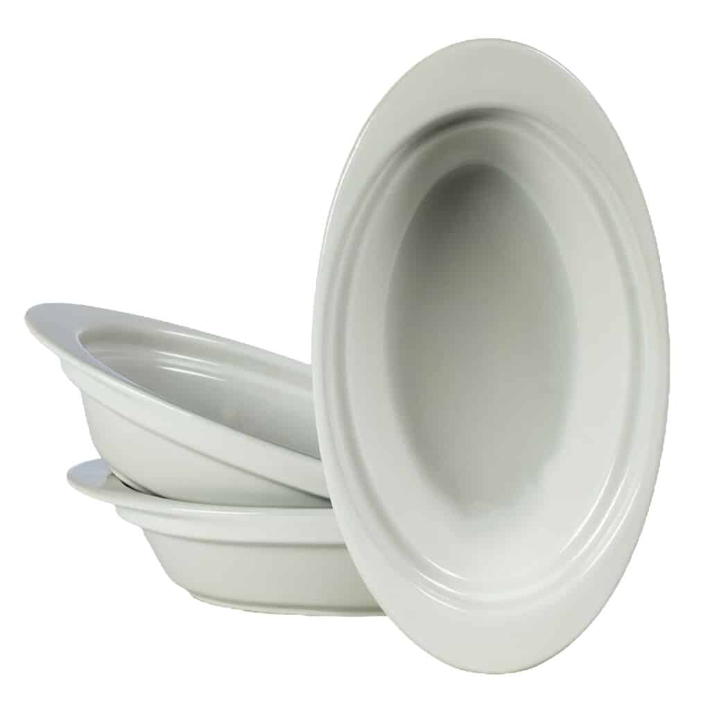 Set 3 Piatti Termoresistenti 18x12x5 cm, Bianco