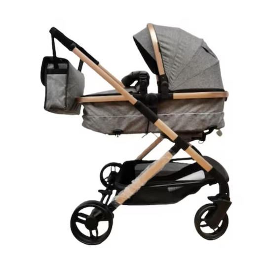 Passeggino 2 in 1, convertibile, con carrozzina, sportivo, Grigio