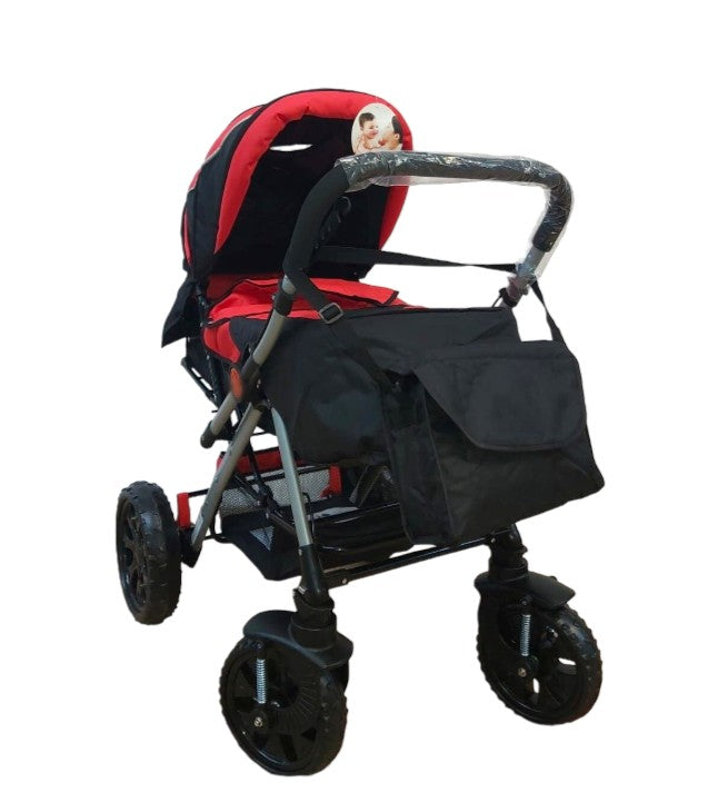 2-in-1-Sportwagen, umwandelbarer Kinderwagen, ausgestattet mit Radstoßdämpfern, rote Farbe