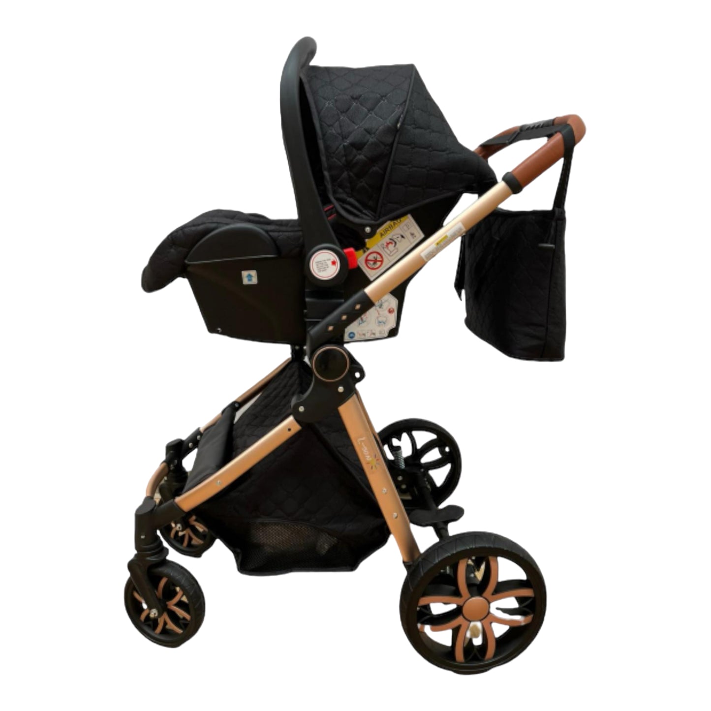 Passeggino PREMIUM 3 in 1 Nero 3 Pezzi