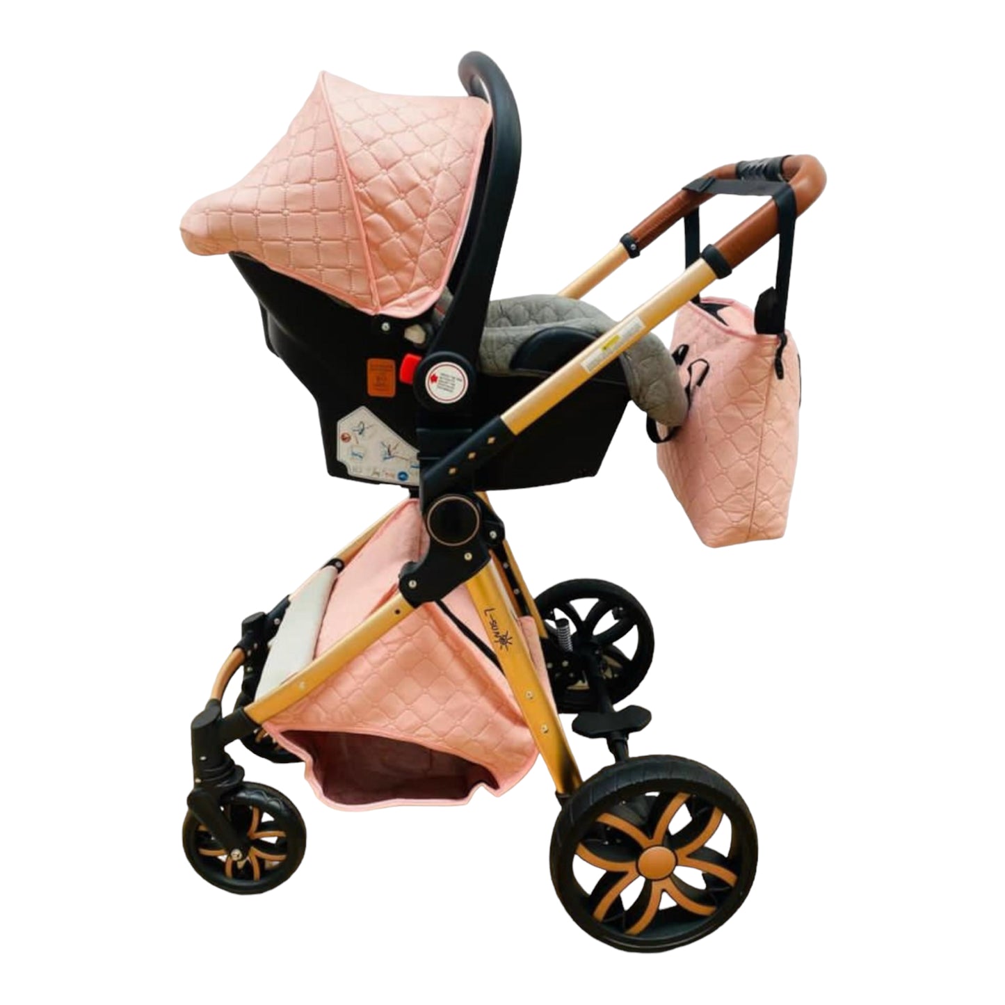 Carrozzina 3 in 1 PREMIUM Rosa 3 Pezzi