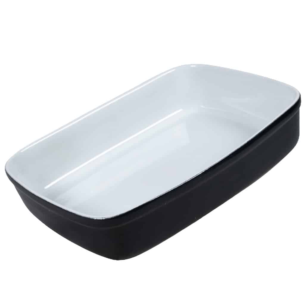 Set 2 Piatti Termoresistenti Bianco/Nero 25x22x6,5 cm