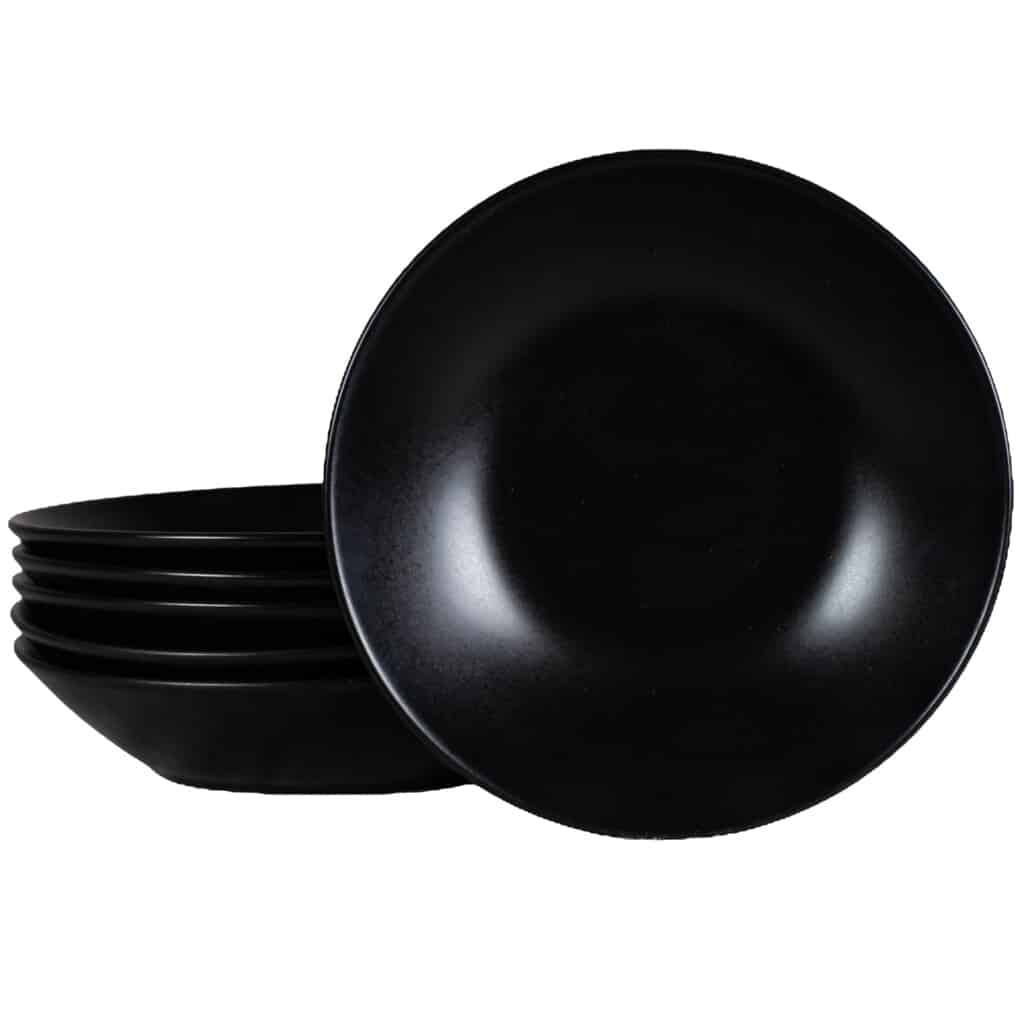 Set of 6 deep plates, 21 cm, Matt Black