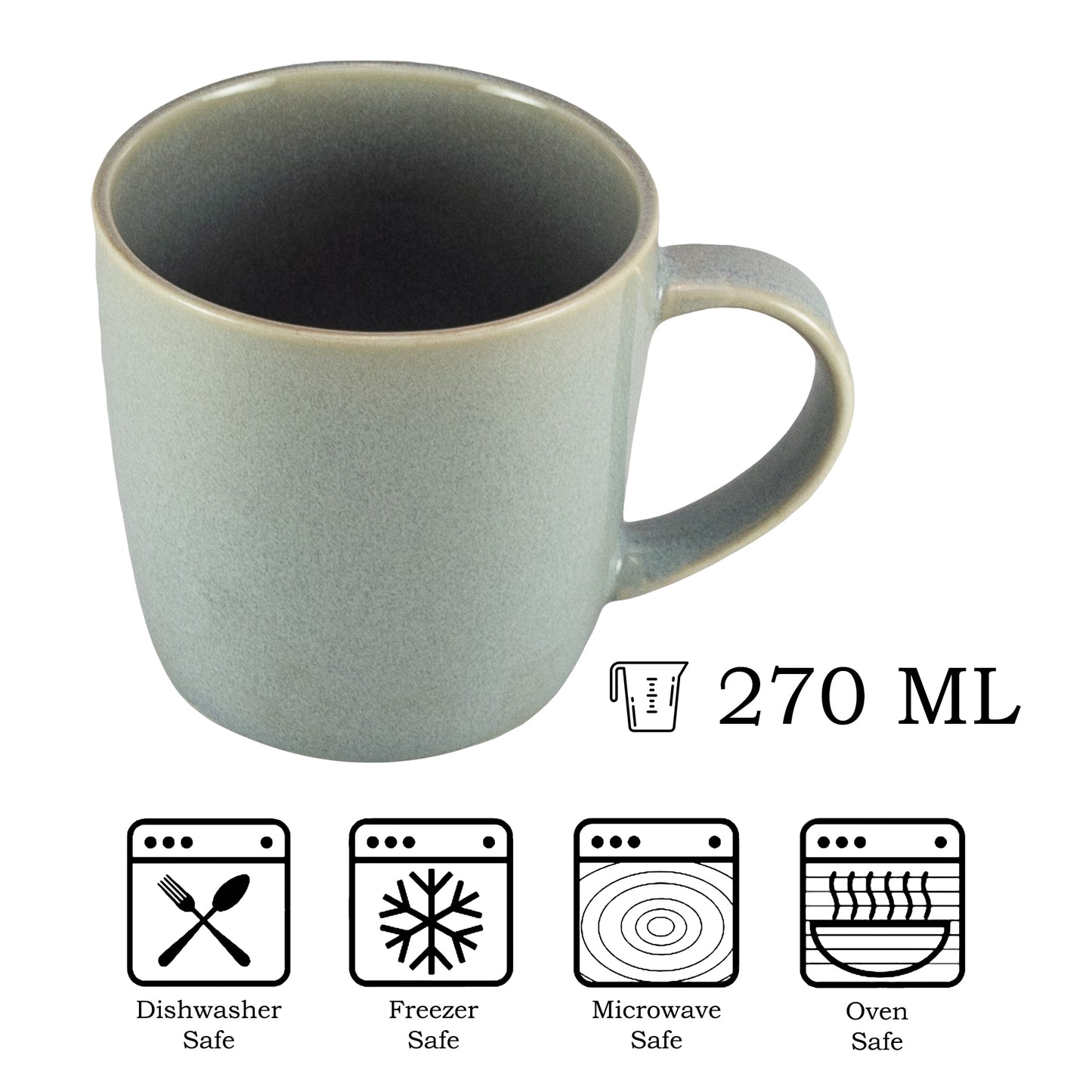 Set of 6 Gray mugs of 270 ml, Cesiro