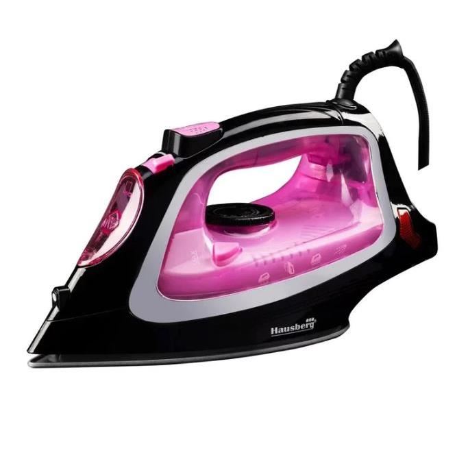 Iron Hausberg HB-7841RZ, Keramik-Wassertank 280 ml 2200 W, Rosa/Schwarz