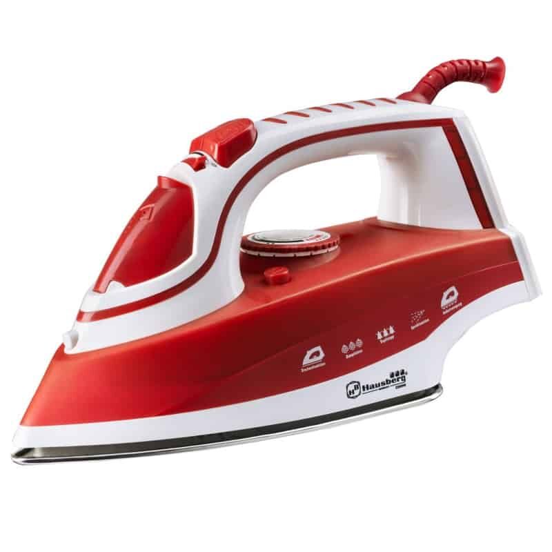 Bügeleisen Hausberg HB-7831RS, Edelstahlsohle, 2200 W, rot