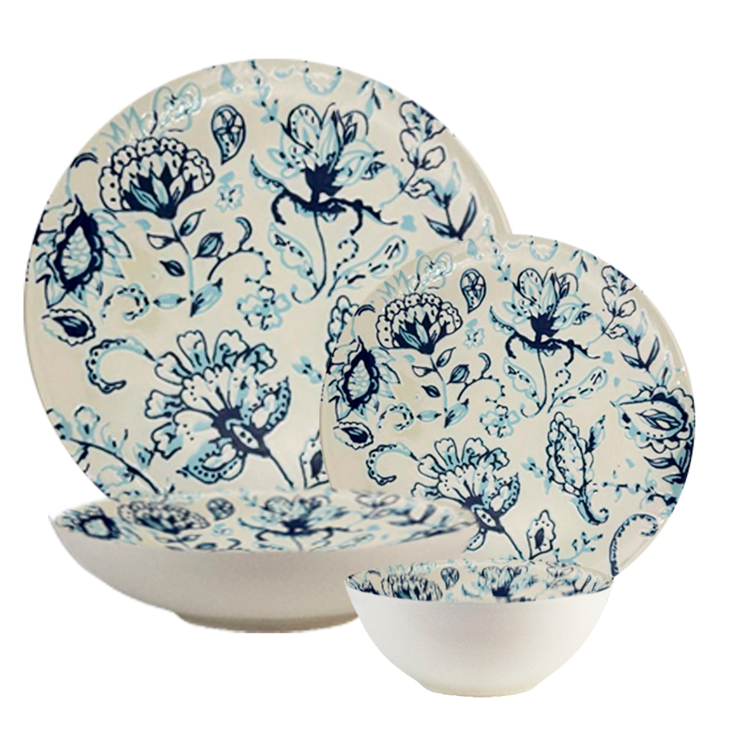 Tányérkészlet 20 részes, 5 személyes - Ensemble Gloria Azzurra - Olasz porcelán étkészlet