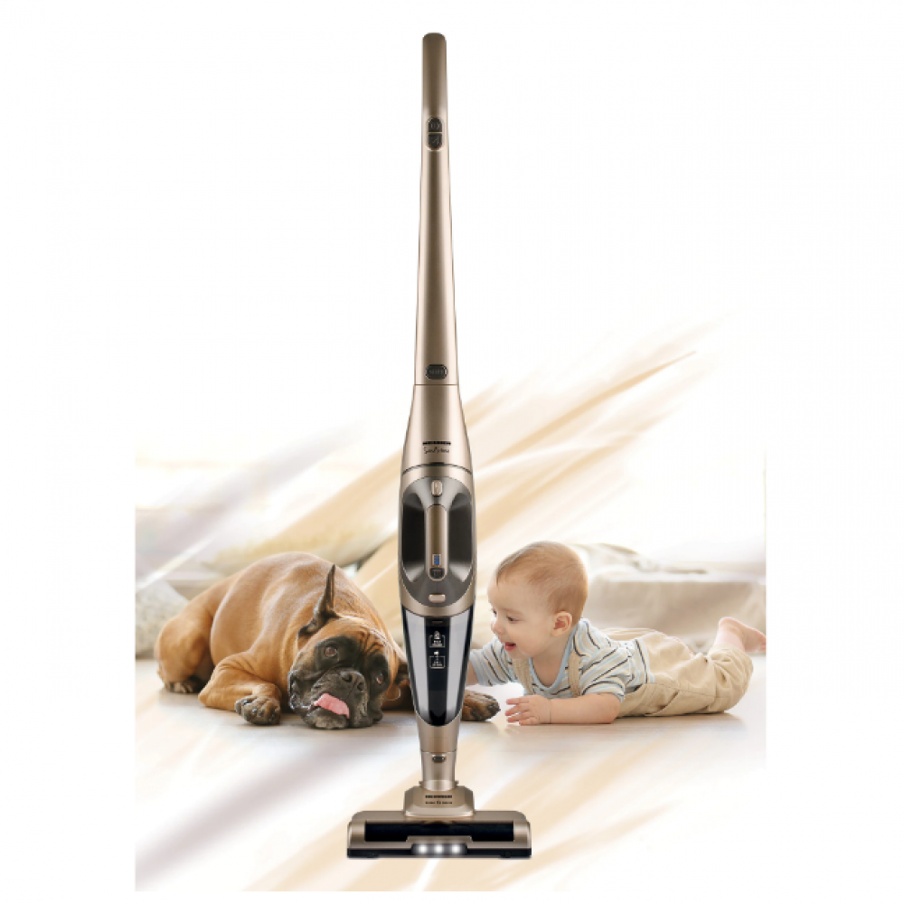 Vertical vacuum cleaner Heinner HSVC-H18.5GD, 150W, 18.5 V, multi-cyclonic, Li-Ion, 2 speeds, Gold