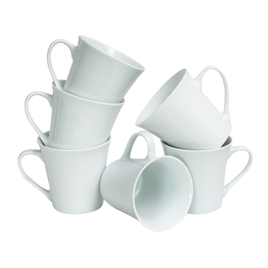 Juego de 6 tazas con forma de campana Blanco Brillo, 200 ml