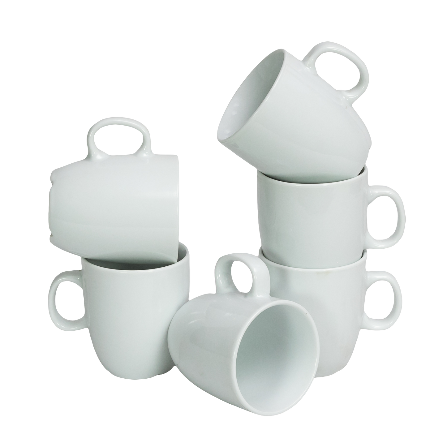 Set of 6 round mugs with Glossy White pattern, 170 ml