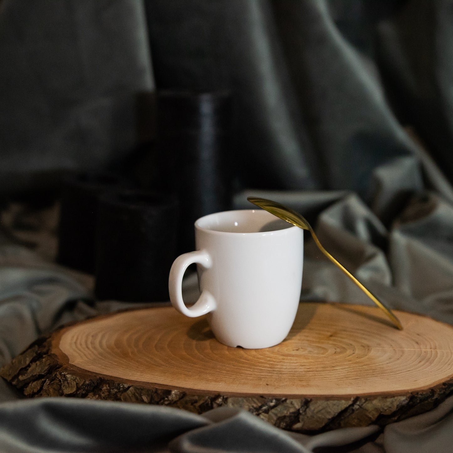 Set of 6 round mugs with Glossy White pattern, 170 ml