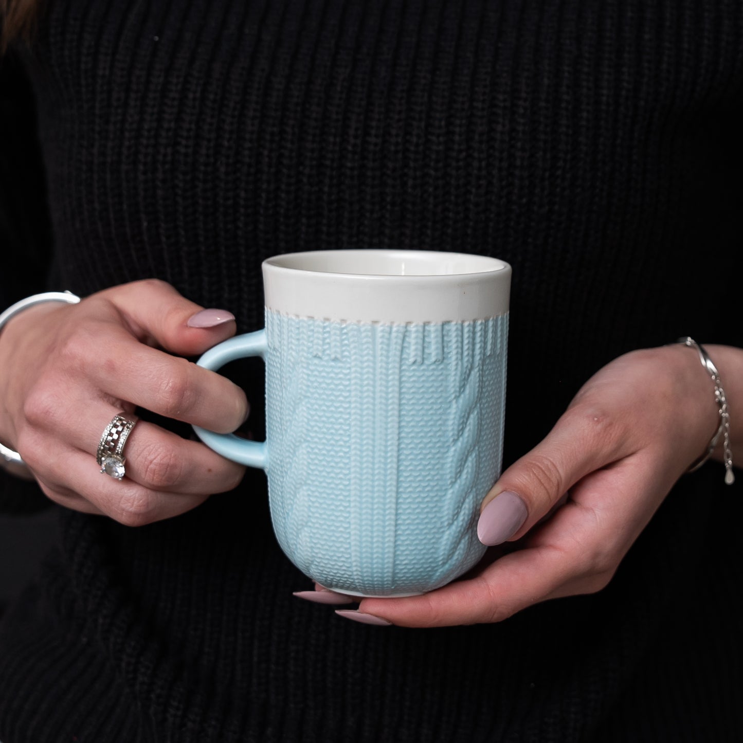 Set of 6 crocheted cups Blue, 320 ml