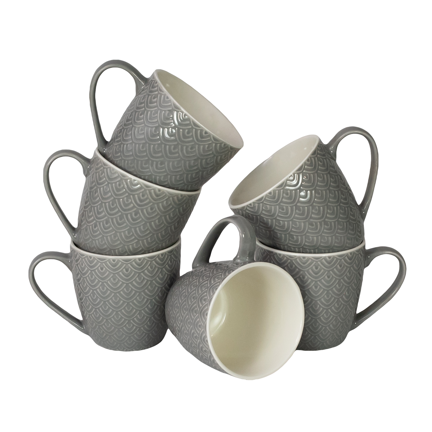 Juego de 6 tazas con estampado gris, 200 ml