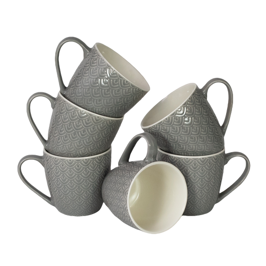 Juego de 6 tazas con estampado gris, 200 ml