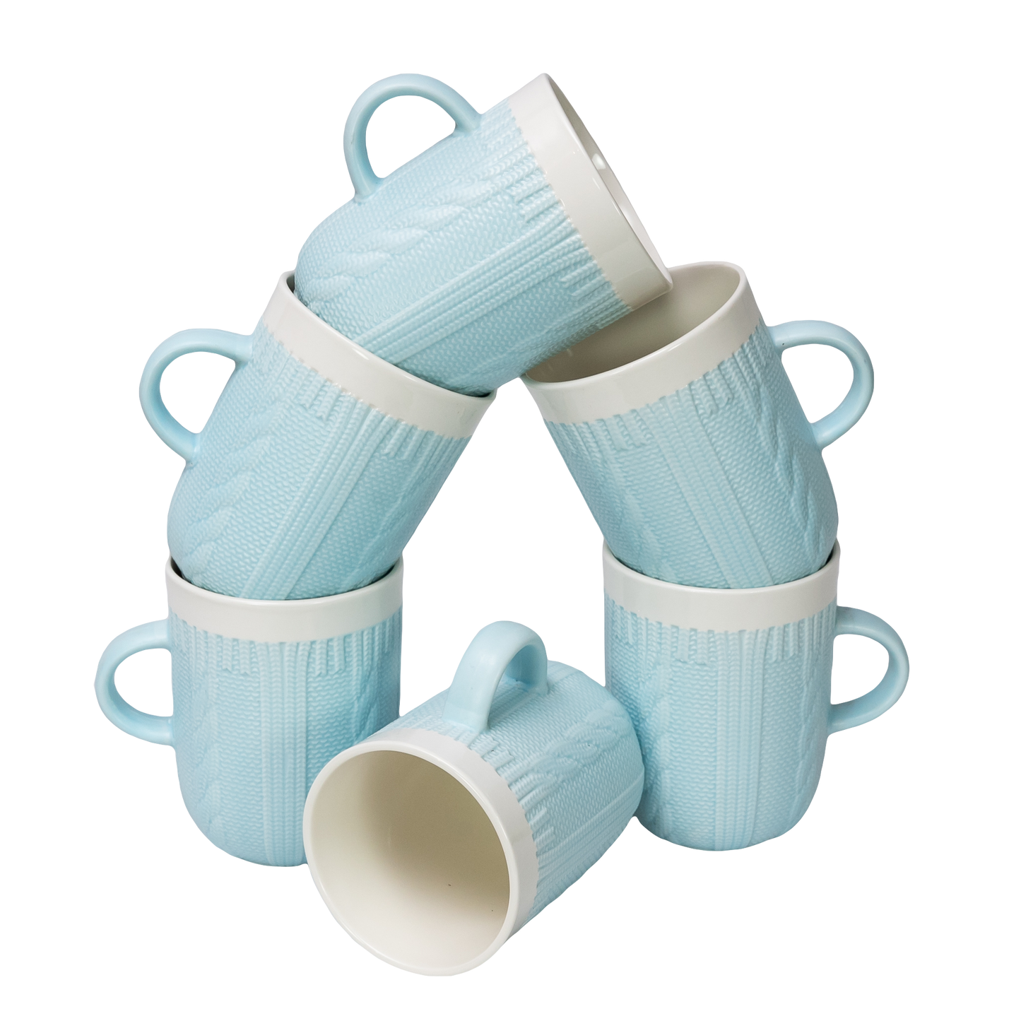 Set of 6 crocheted cups Blue, 320 ml