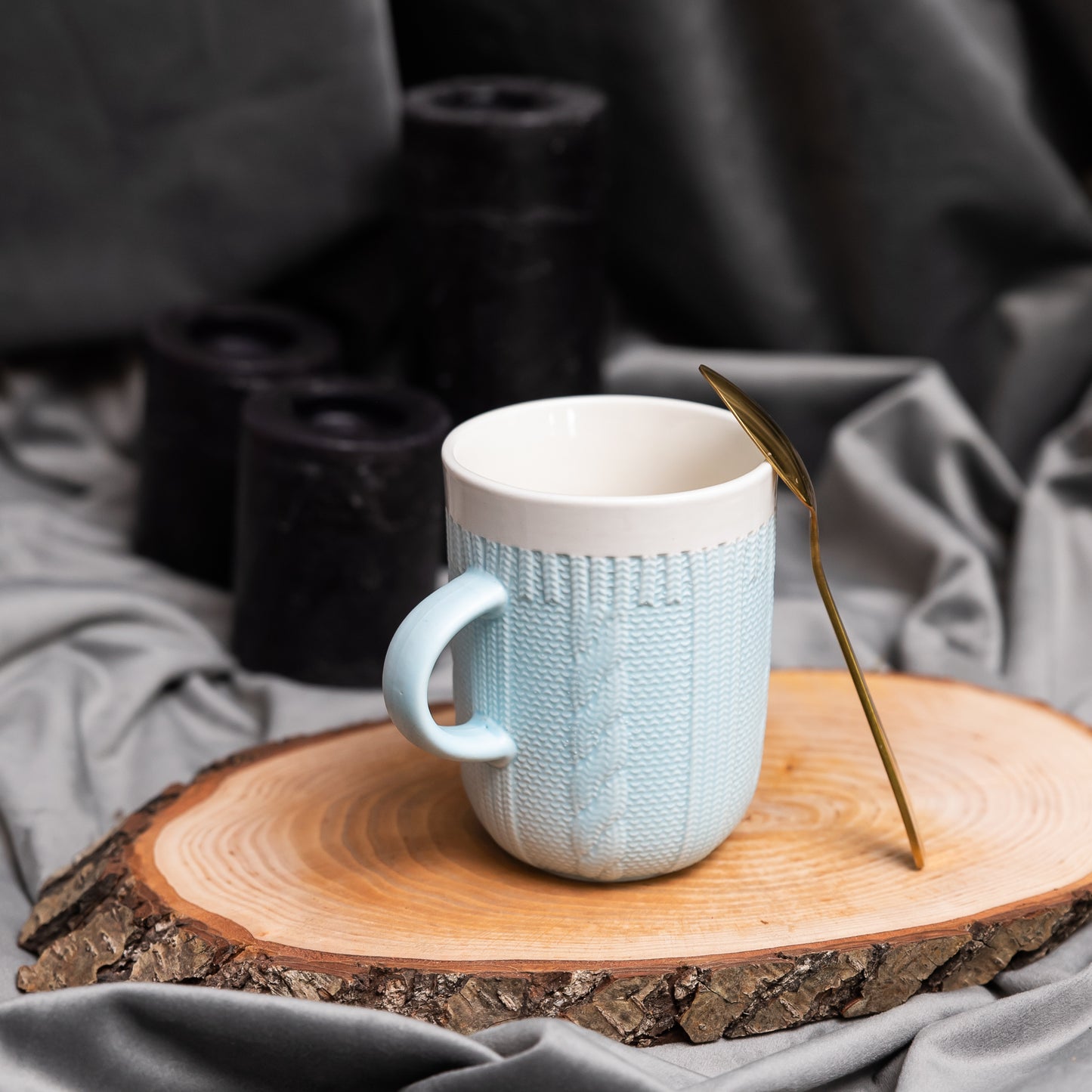 Set of 6 crocheted cups Blue, 320 ml