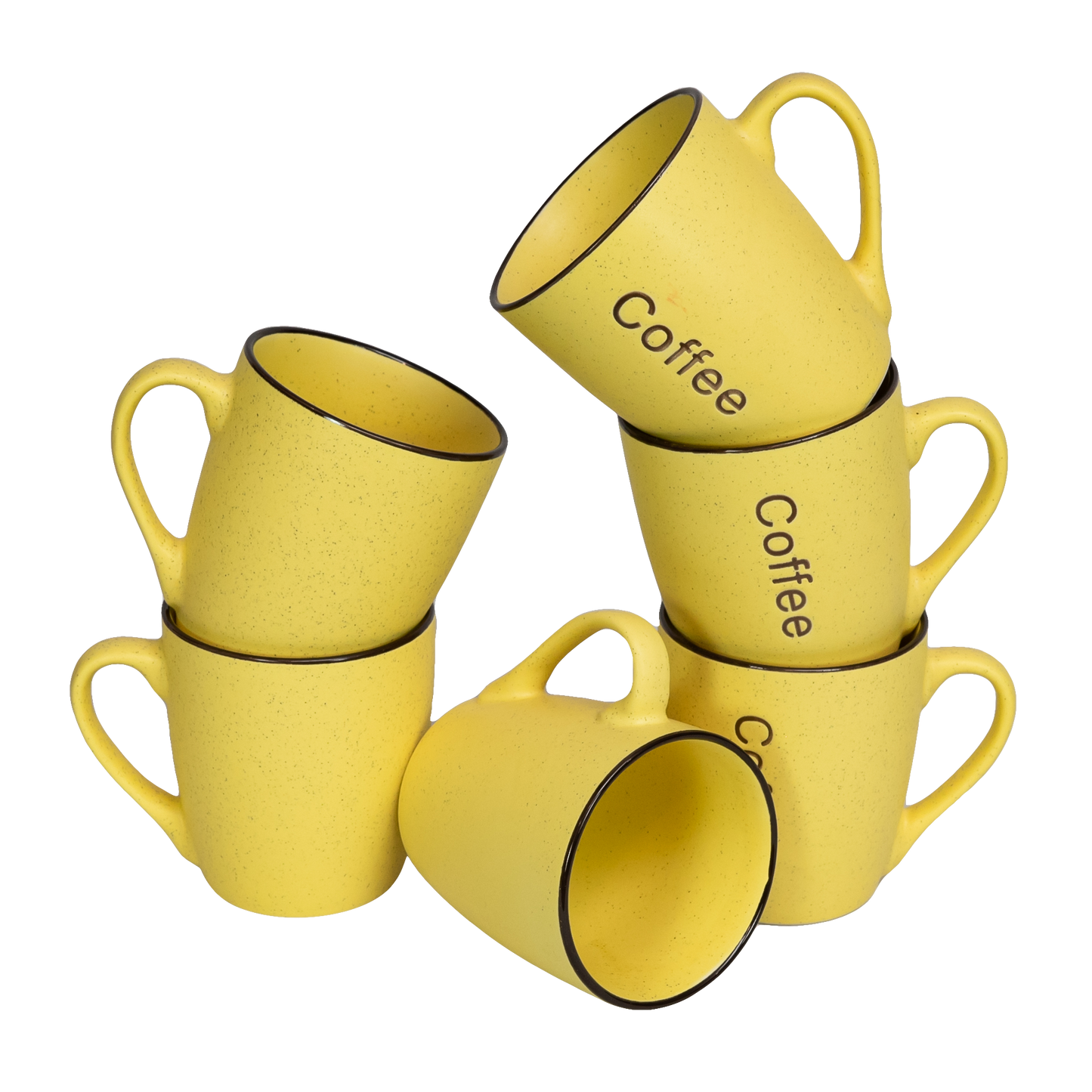 Juego de 6 tazas de café decorativas Amarillo, 250 ml