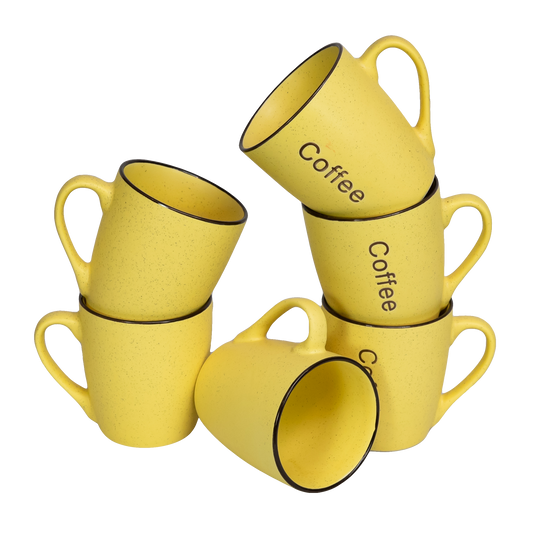 Juego de 6 tazas de café decorativas Amarillo, 250 ml