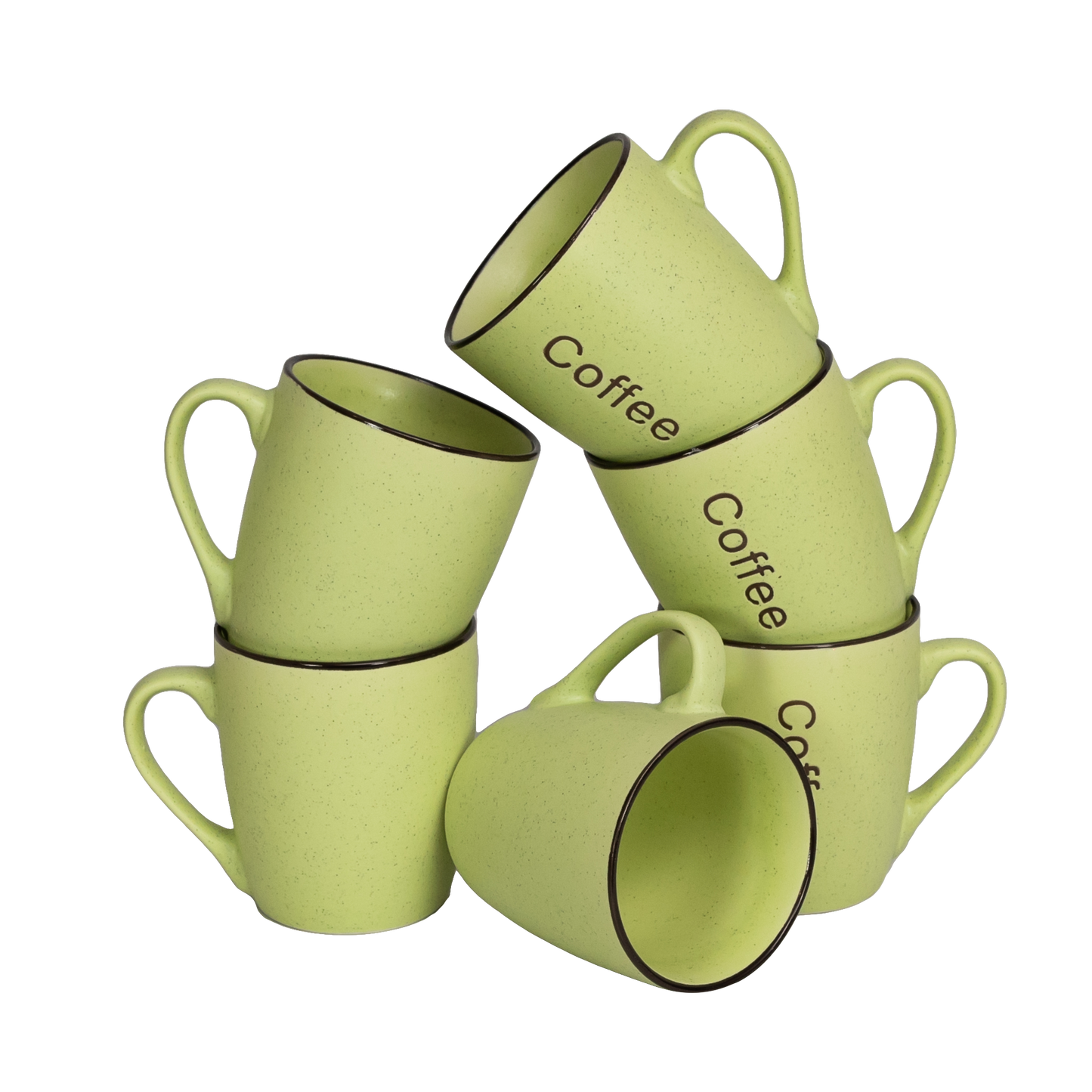 Juego de 6 tazas decorativas de café verde, 250 ml