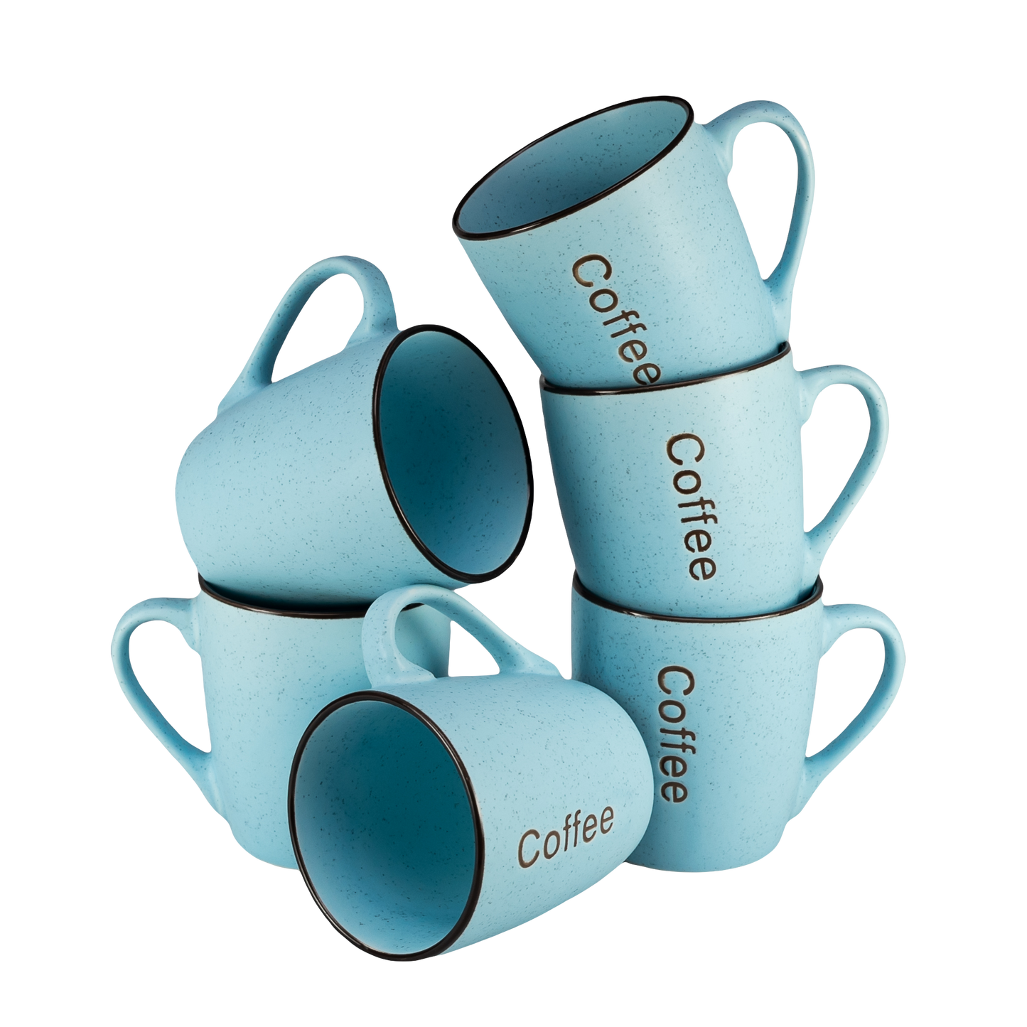 Set 6 cani decor coffee Albastru, 250 ml