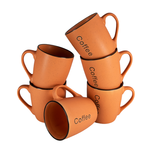 Juego de 6 tazas de café decorativas naranja, 250 ml