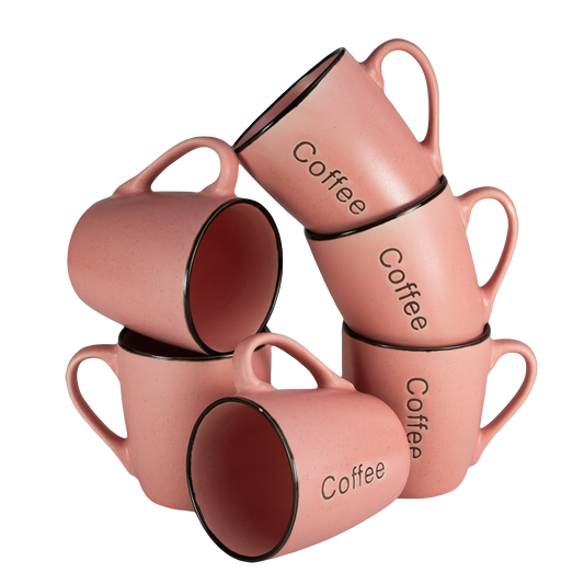 Set 6 tazze caffè decorative Rosa, 250 ml