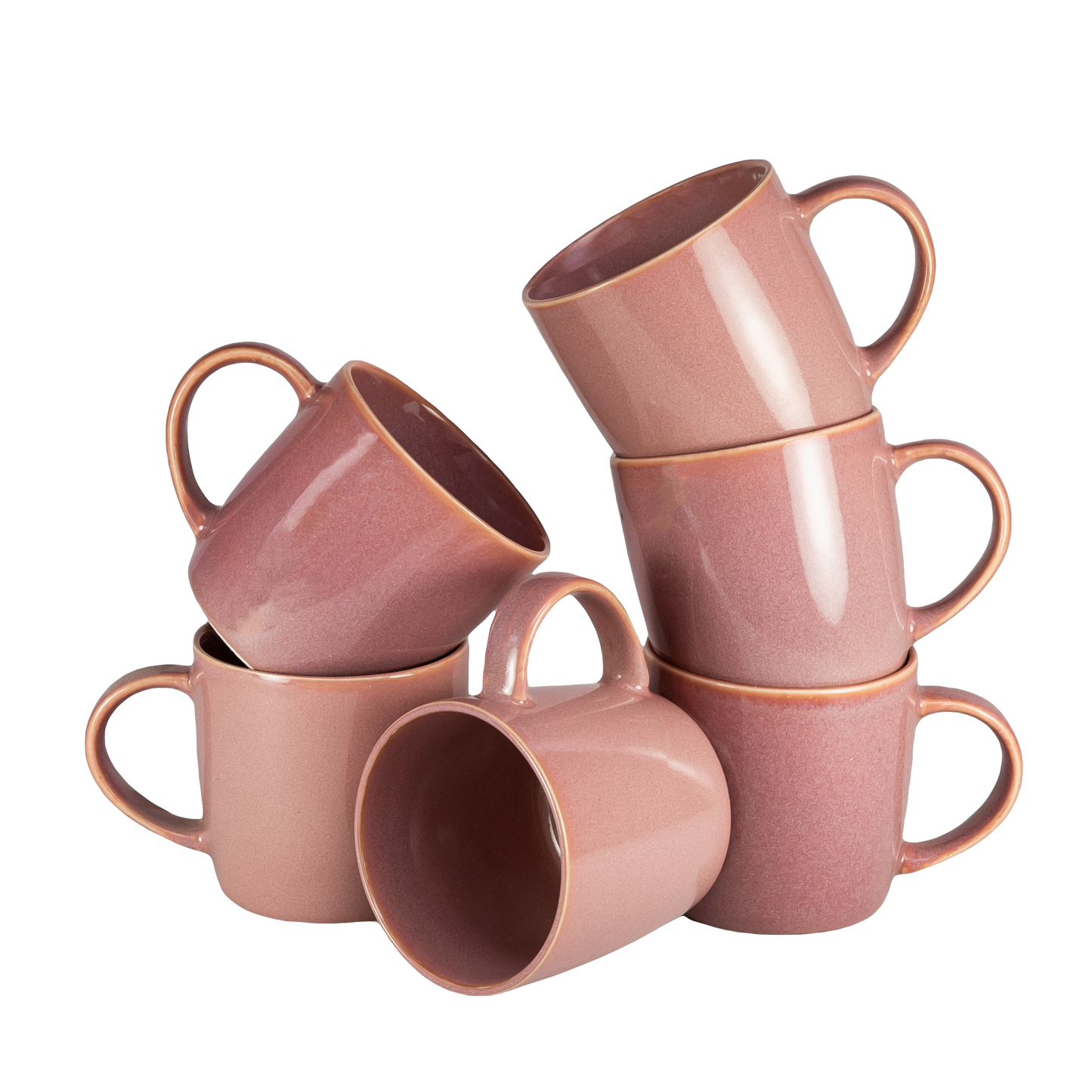 Set of 6 pink latte cups, 270 ml