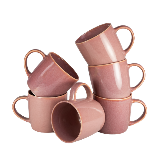 Set of 6 pink latte cups, 270 ml