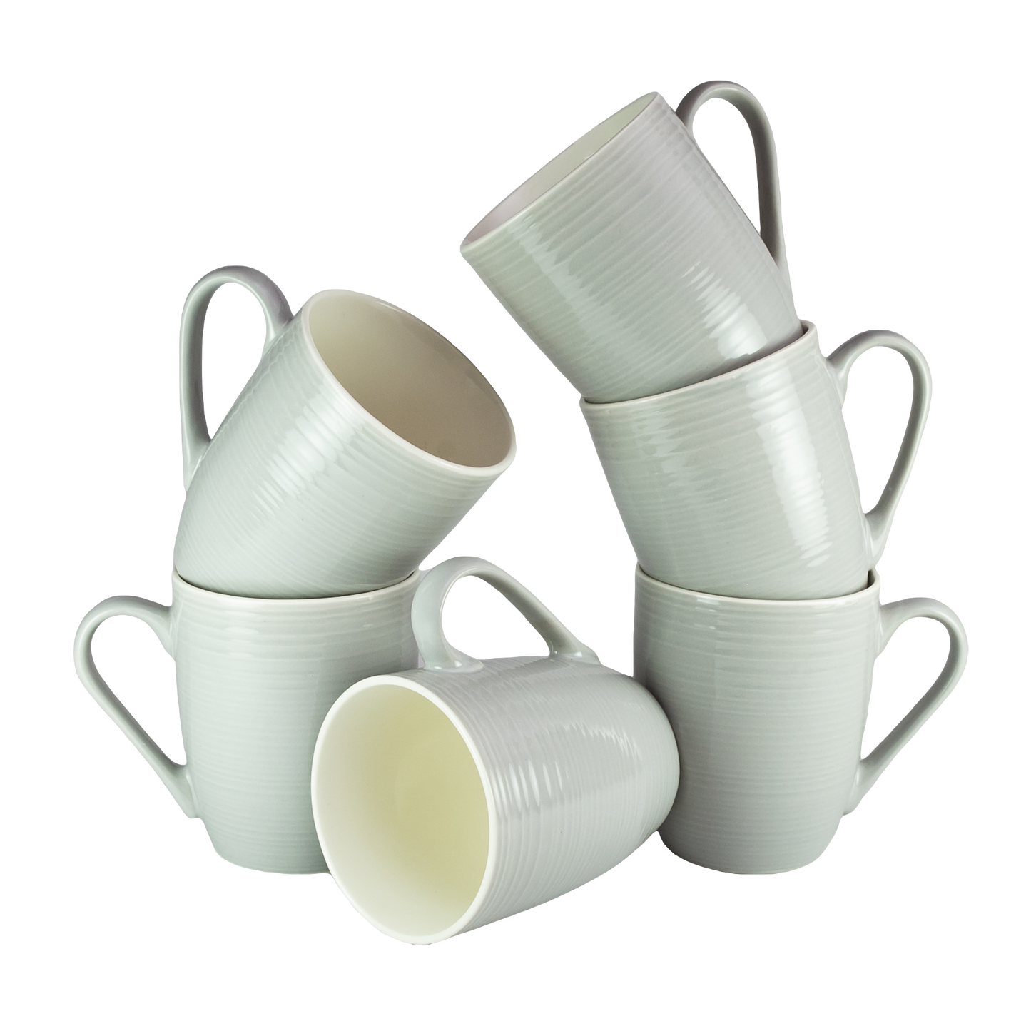 Juego de 6 tazas modelo Líneas grises, 390 ml