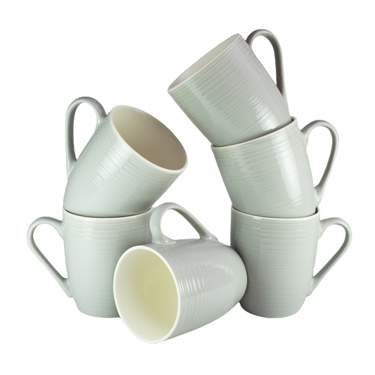 Juego de 6 tazas modelo Líneas grises, 390 ml