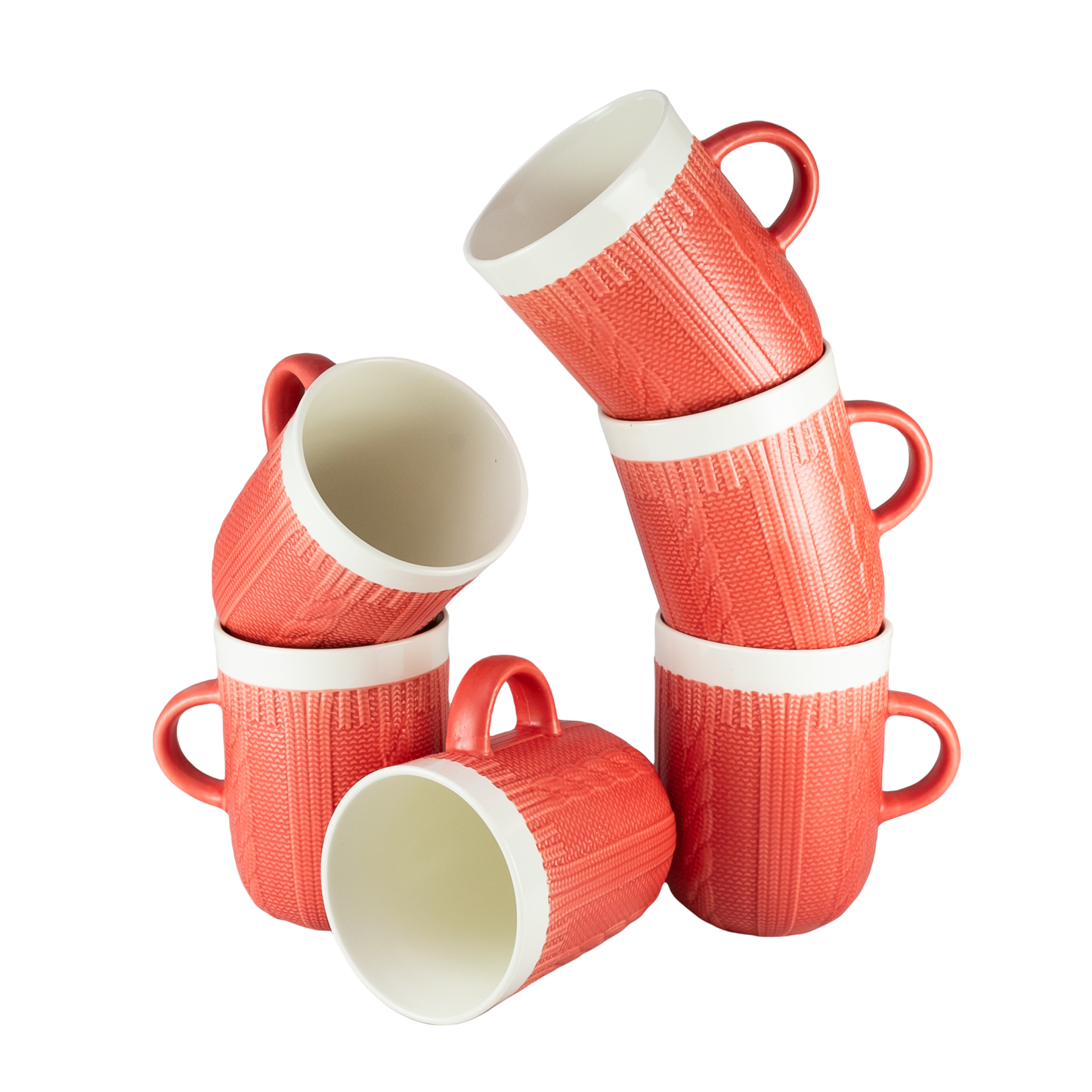 Set of 6 crocheted mugs Red, 320 ml