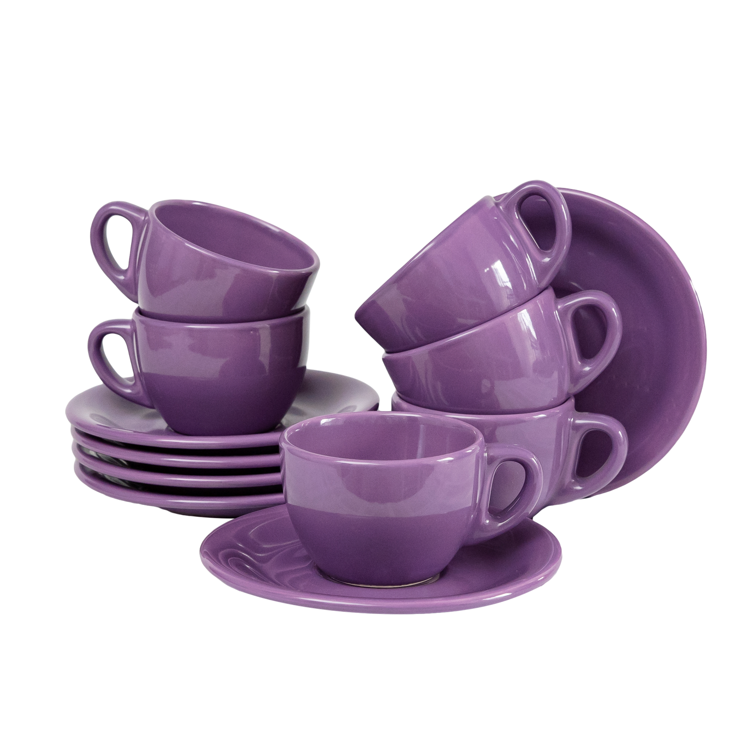 Set of 6 Purple cups with 170 ml saucer, Cesiro